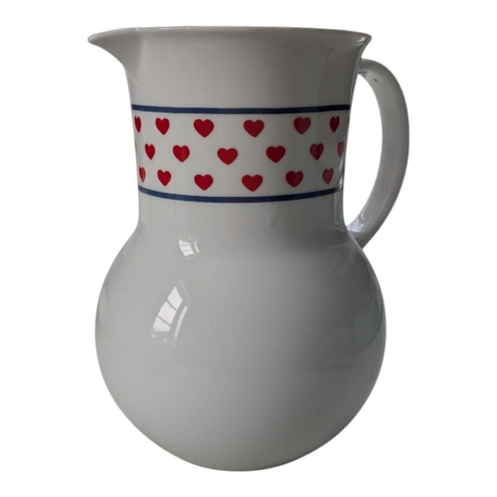Copco Country Vintage Pitcher Caraf Japan Porcelain Hearts Farmhouse Cottagecore